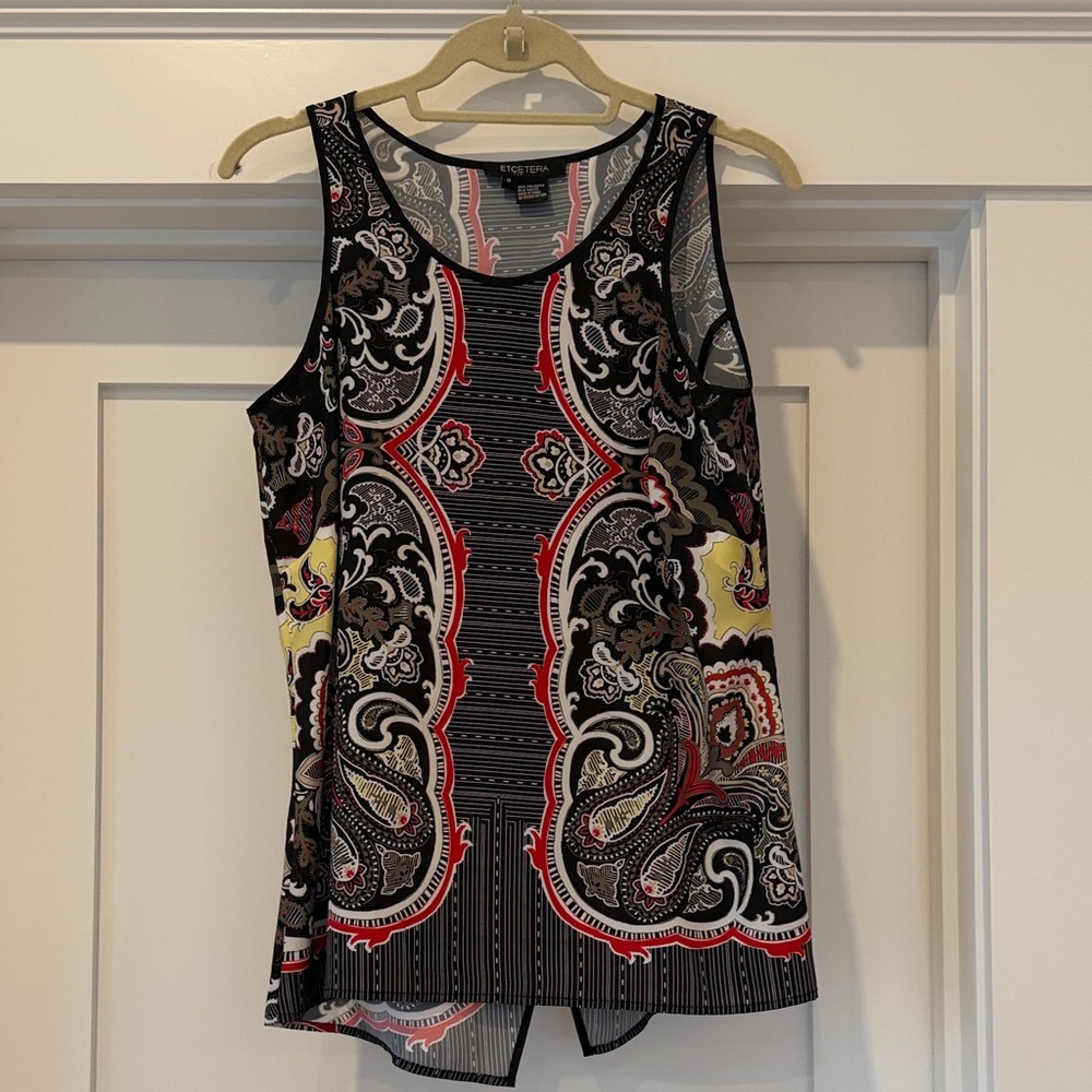 Etcetera Women's Paisley Tank Top - Black, Red, and Yellow